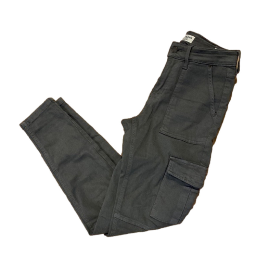 BRODY Women's High Rise  Ankle Skinny Dark Green Skinny Cargo Pants (Size 25)